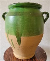 320 - ANTIQUE FRENCH EARTHENWARE GREEN GLAZE 12"