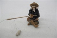 Ceramic Bonsai Fisherman Figurine