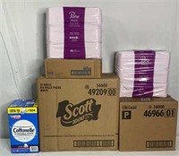 Unused Boxes of Poise Pads, Scott’s Toilet Paper