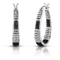 18K White Gold Pl Black White Swarovski Earrings