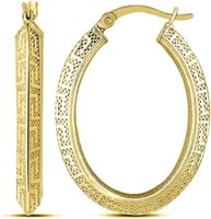 18K Gold Pl Sterling Silver Greek Hoop Earrings