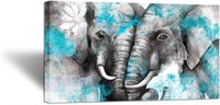 Large Animal Canvas Wall Art Elephant Couple