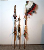 INSPIRED NATIVE AMERICAN HEAD DRESS AND STICKS*