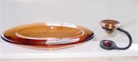 Oval Amber Glass Dish & Fragrance Burner