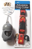 DOG COLLAR & WASTE BAGS W/ DISPENSER