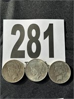 (3) Silver Liberty Peace Dollars(CASH ONLY)