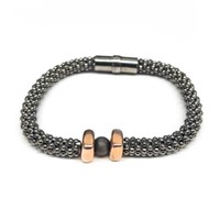 Sterling Silver-Beaded Fancy Design Men Bracelet