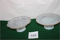 2 MOTHER OF PEARL PEDESTAL DISHES