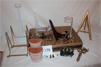 MISC. BOX LOT - FIGURINES, PITCHERS, PLATE HOLDERS
