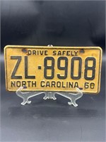 North Carolina 1960 drive safely license plate tag