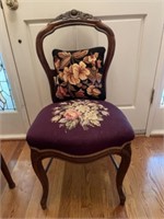 Victorian Chair and Needlepoint Pillow