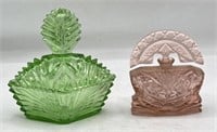 Pair of vintage Art Deco glass candy dish &