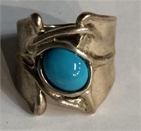Israel Sterling Silver And Turquoise Ring