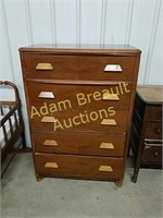 Vintage five drawer solid wood dresser