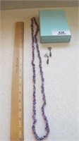 Amethyst 16" Necklace with teardrop earrings