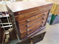 EARLY TOOL CHEST W/ CONTENTS 28x14x23