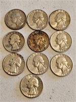 US SILVER QUARTERS 1935-1934-1957-1952-1964, &