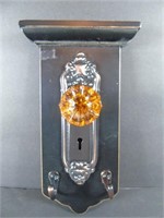 Victorian Door Backplate w/ Amber Colored Knob