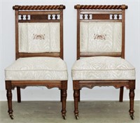 Pair Antique Victorian Eastlake Chairs