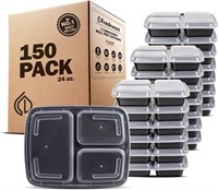 Meal Prep Containers [150 Pack] 3 Compartment