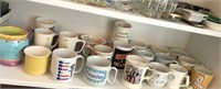 Large collection of coffee cups & mustache cups