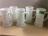 5 Milk Glass Mugs