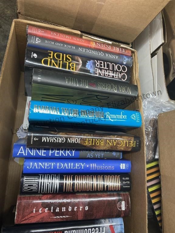 2 boxes hardback books, picture frames, and more