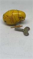 Vintage HAJI Japan pecking chicken wind up tin