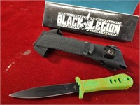 Black Legion Green Handle Fixed Blade Dagger