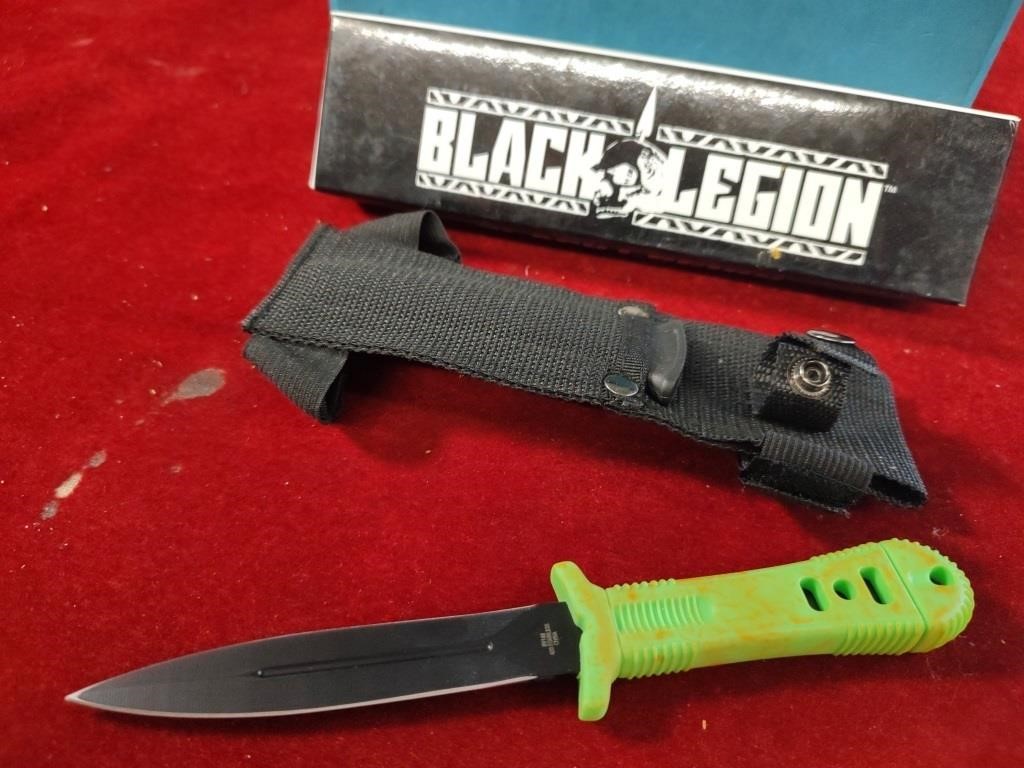 Black Legion Green Handle Fixed Blade Dagger