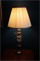 Matching Pair of Brass & Glass Table Lamps