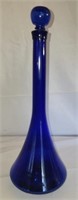 Vintage cobalt blue wine decanter