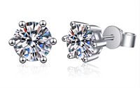 925S 3.0ct Moissanite Diamond Stud Earrings