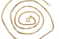 Long 18ct Yellow gold box chain necklace