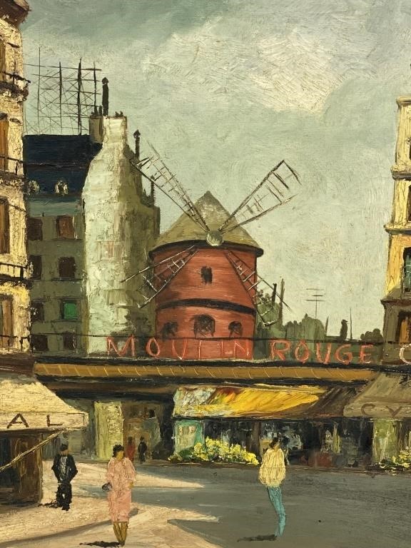 Parret, Moulin Rouge Streetscape, Oil on Canvas