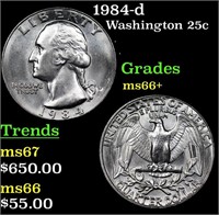 1984-d Washington Quarter 25c Grades GEM++ Unc