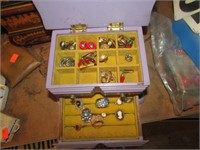 RINGS, PINS, ETC IN JEWELRY BOX