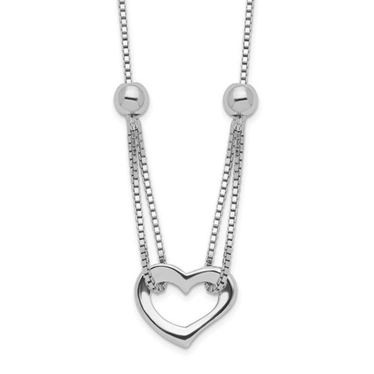 Sterling Silver Rhodium-plated Heart Necklace