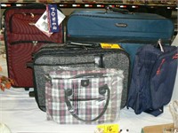 NEW CARRY-ON SUITCASE, 4 OTHER LUGGAGE