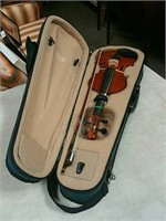 Violin in green case