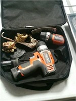 Bag of cordless drill and flashlight