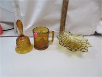 Vintage 3 Piece Amber Glass (Humpty Dumpty & more)