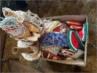 Box of assorted handmade accessories