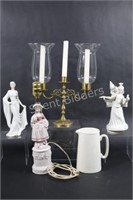 Brass Candlebrae, Lady Angles Noritake Lamp