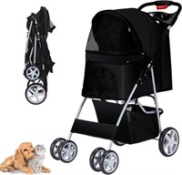 B3330  Pet Stroller 4 Wheels Dog Cat Stroller - Bl