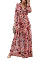 P538  Dokotoo Red Floral Maxi Dress Medium