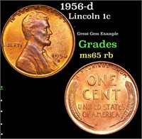 1956-d Lincoln Cent 1c Grades GEM Unc RB