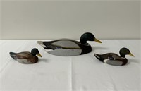 3 Drake Mallard Duck Decoys