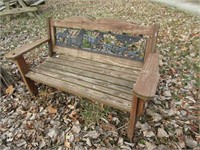 bench w/metal horse back