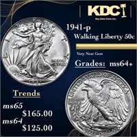 1941-p Walking Liberty Half Dollar 50c Grades Choi